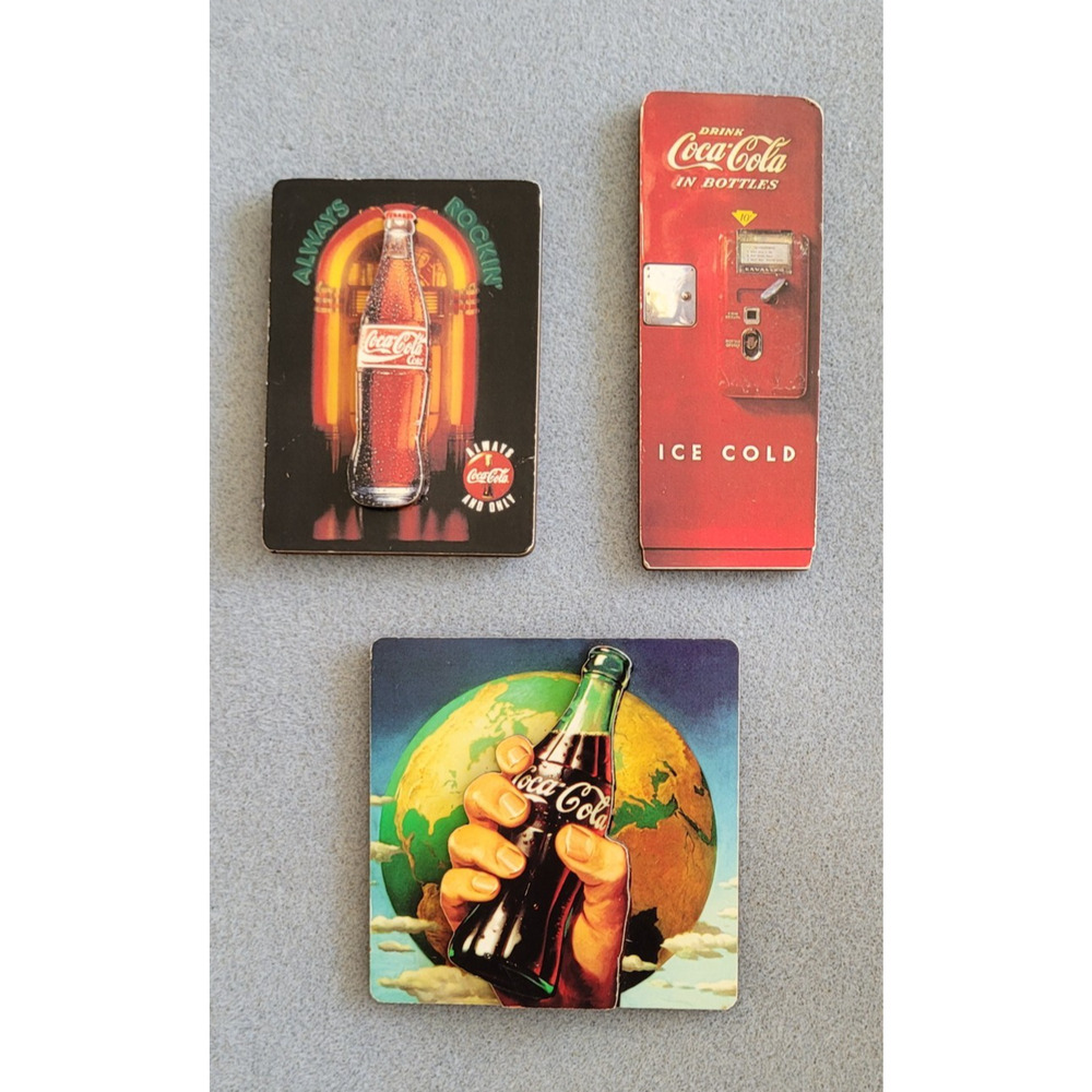 COCA-COLA-All Over the World Coca Cola/Hand holding Coke + 2 other Coke Magnets